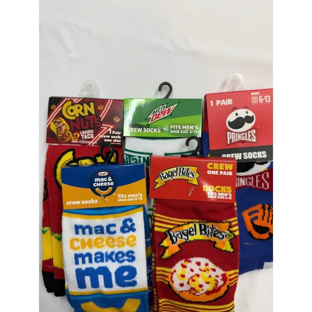MISC New Adult 5pc Sock Bundle Corn Nuts Mt Dew Mac Cheese Pringles Bagel Bites